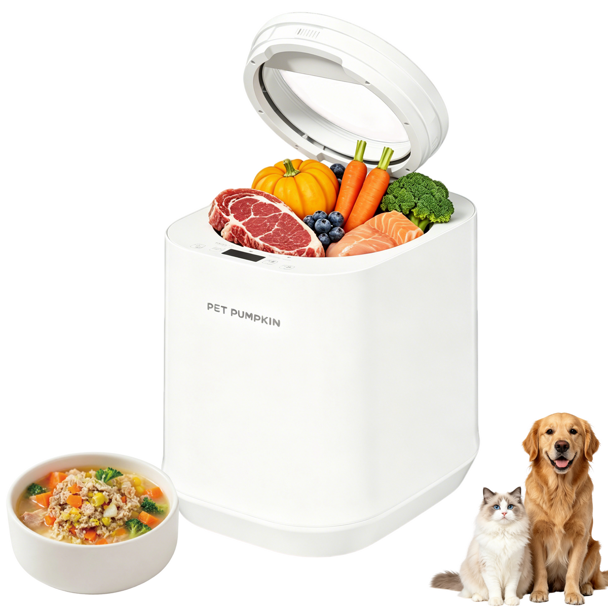 Auto Pet Food Maker, 4L Large Capacity Dog & Cat Food Processor,One-Touch Steam & Stir, No Chopping Required,  5 Cooking Modes for 8 Food Textures, Dishwasher Safe, Fits 8 lbs of Food