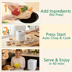 Auto Pet Food Maker, 4L Large Capacity Dog & Cat Food Processor,One-Touch Steam & Stir, No Chopping Required,  5 Cooking Modes for 8 Food Textures, Dishwasher Safe, Fits 8 lbs of Food