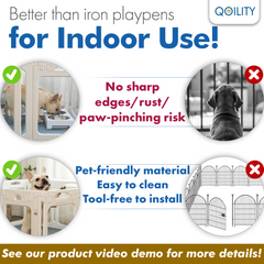 Clear Dog Playpen with Door - Height 24 Inch, 8 Panels - Reduces Indoor Puppy/Small Dog Anxiety, Black