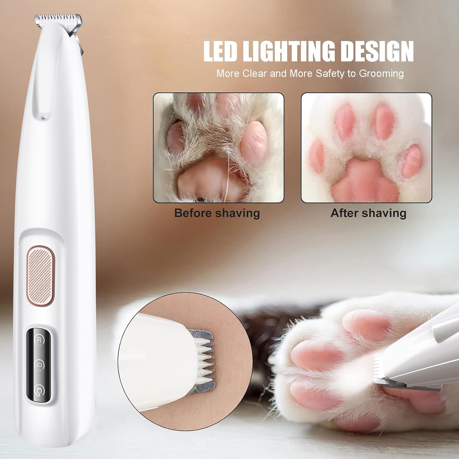 2025 New Pet Trimmer for dogs and cats,Waterproof Rechargeable Pet Shaver with LED Light, Multifunctional Pet Hair Clippers for Paws Eyes Ears Face Rump,dog stuff,cat paw trimmer