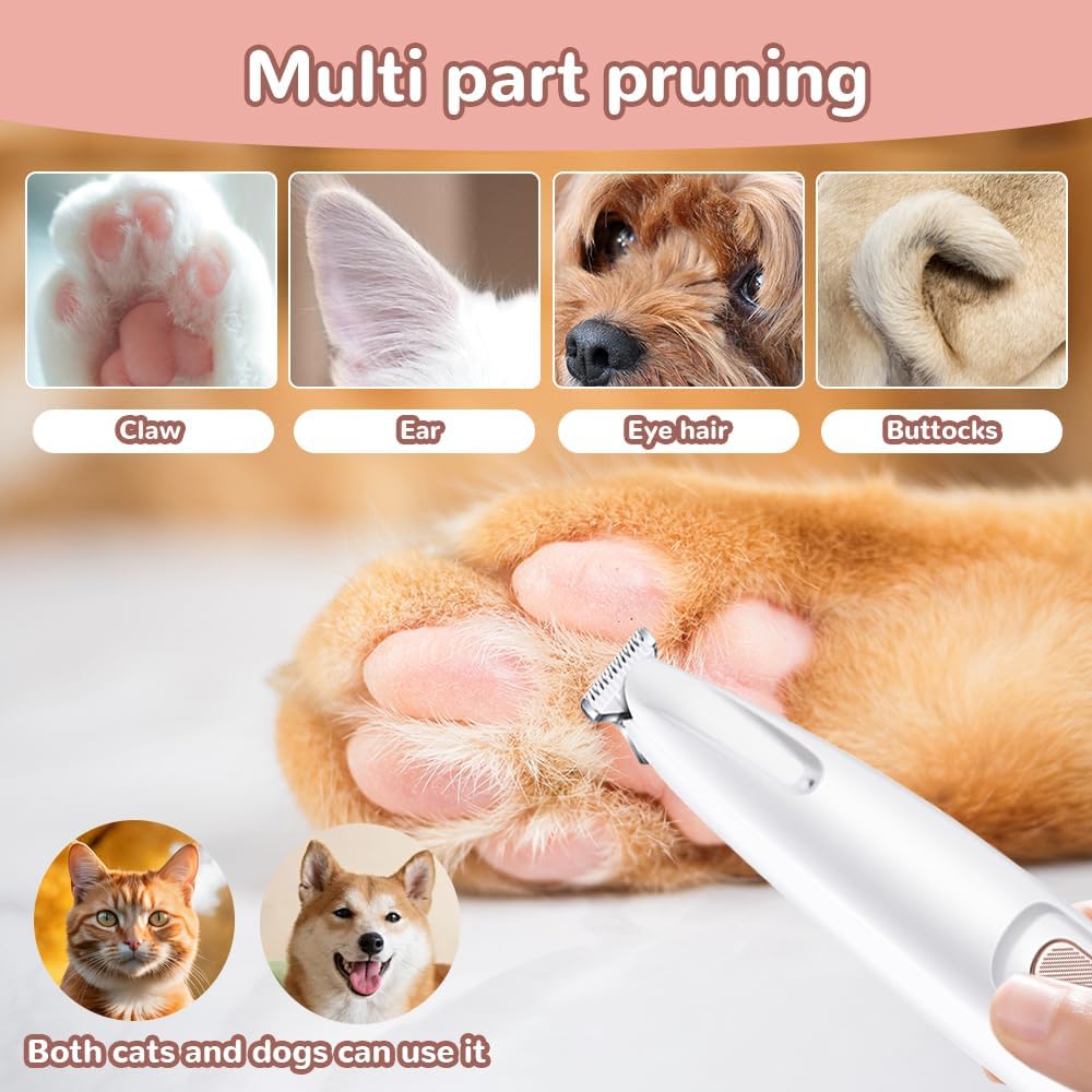 2025 New Pet Trimmer for dogs and cats,Waterproof Rechargeable Pet Shaver with LED Light, Multifunctional Pet Hair Clippers for Paws Eyes Ears Face Rump,dog stuff,cat paw trimmer