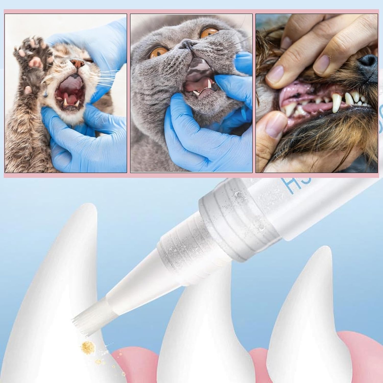 【Buy One, Get One Free】Toothbrush Pen 2 pack,Cat/Dog Tooth Whitening & Cleaning,Natural Plant Substance-Pet Teeth Repairing Kit,Dogs Cats Natural Plants Tartar Remover Tool