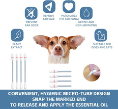 2-in-1 Cat Ear Cleaning Liquid Swabs - Cat Ear Cleaner Solution - Gentle & Effective Ear Care - for Daily Ear Cleaning Removes Wax, Dirt, & Odor