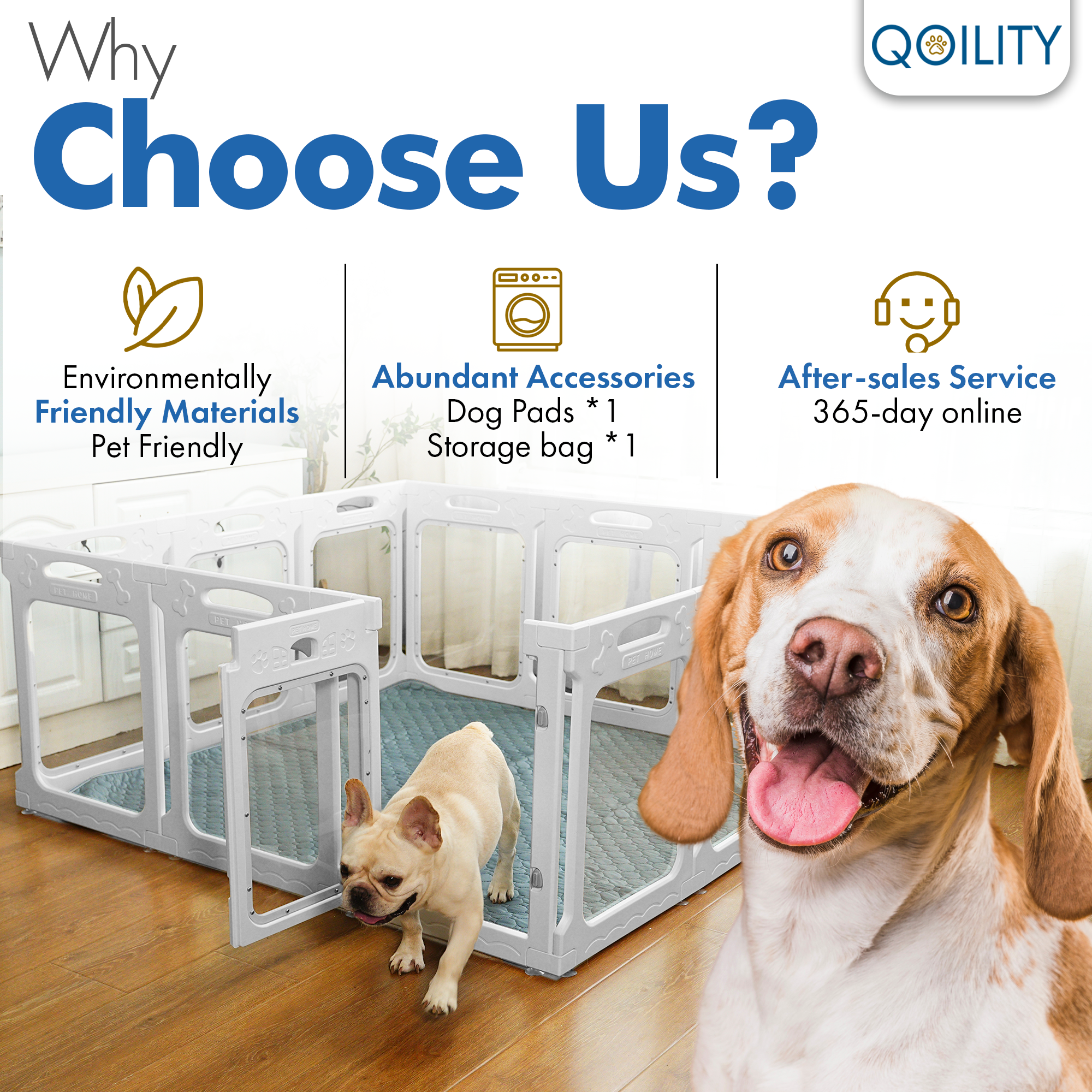 Clear Dog Playpen with Door - Height 24 Inch, 8 Panels - Reduces Indoor Puppy/Small Dog Anxiety, Black