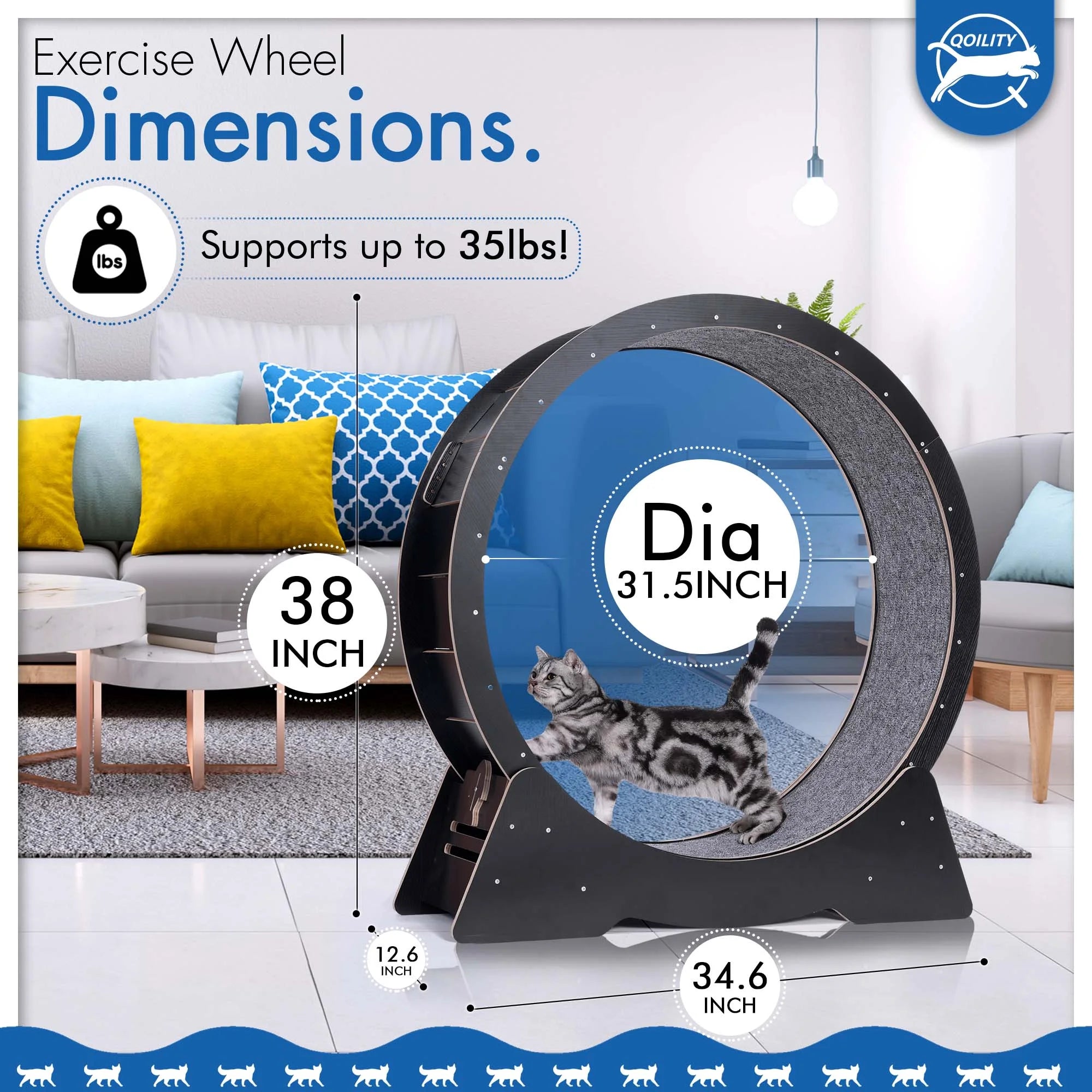 Wooden Black Cat Exercise Wheel (Middle)