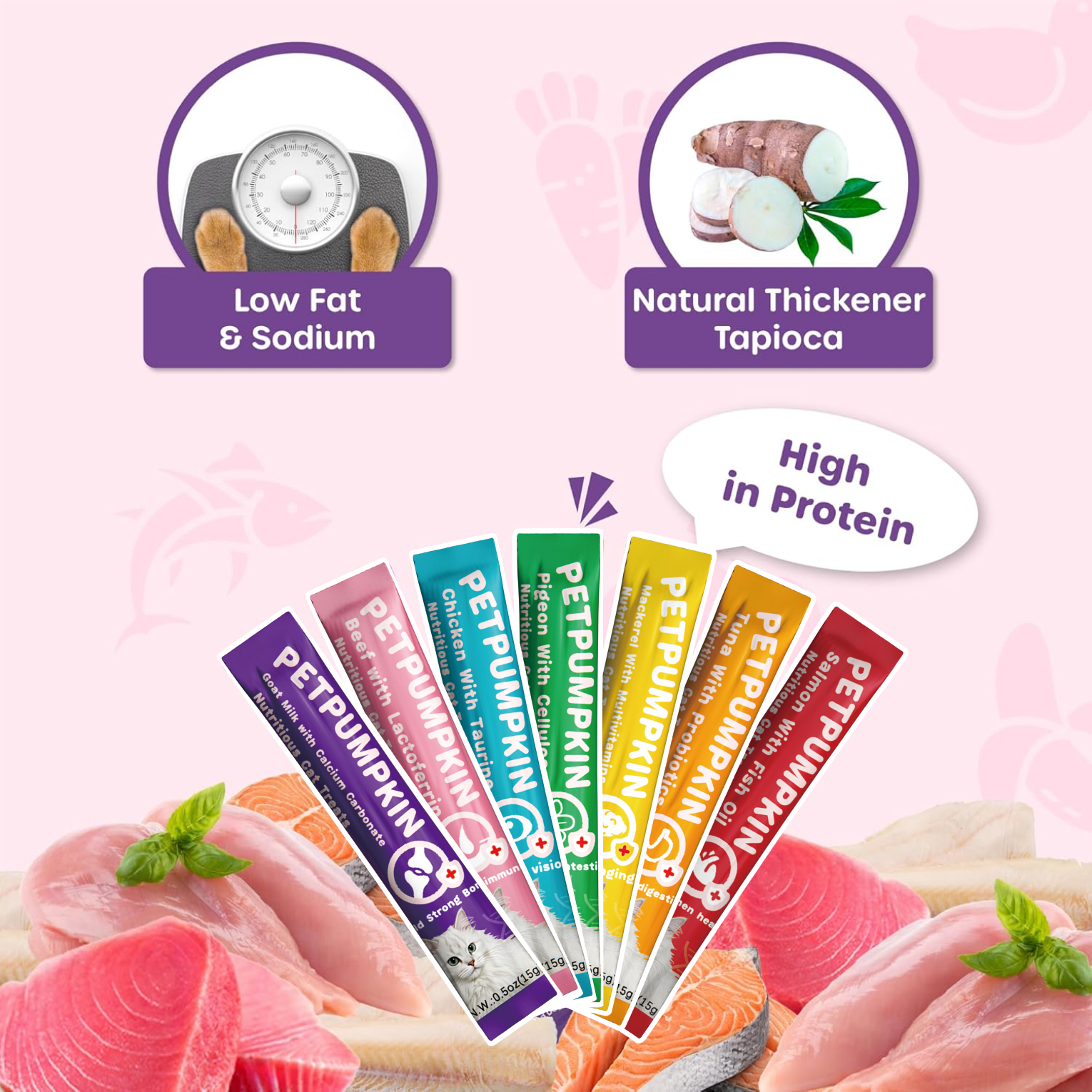 Nutritious Cat Treats, Grain-Free, Lickable, Squeezable Creamy Cat Treat/Topper, Variety Box