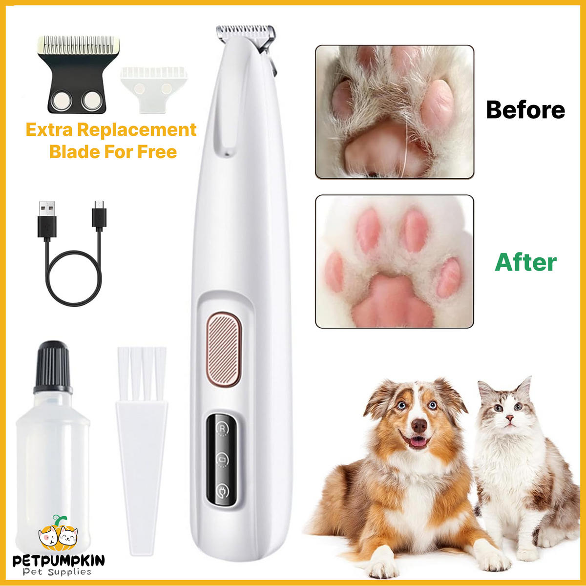 2025 New Pet Trimmer for dogs and cats,Waterproof Rechargeable Pet Shaver with LED Light, Multifunctional Pet Hair Clippers for Paws Eyes Ears Face Rump,dog stuff,cat paw trimmer